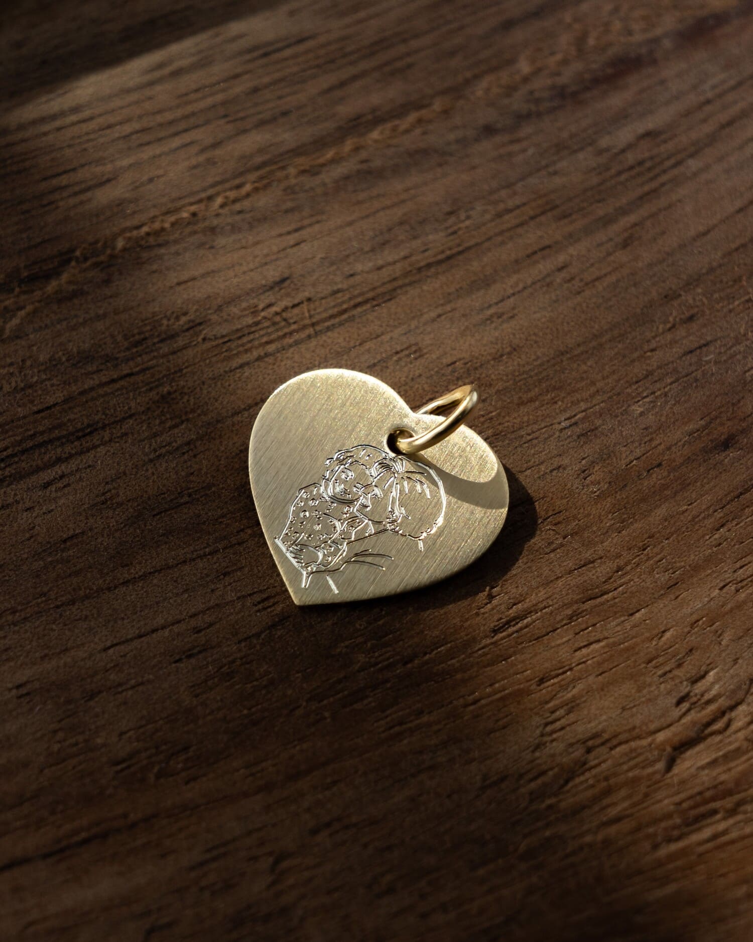 Heart Necklace Engraved Plate Pendant 13mm