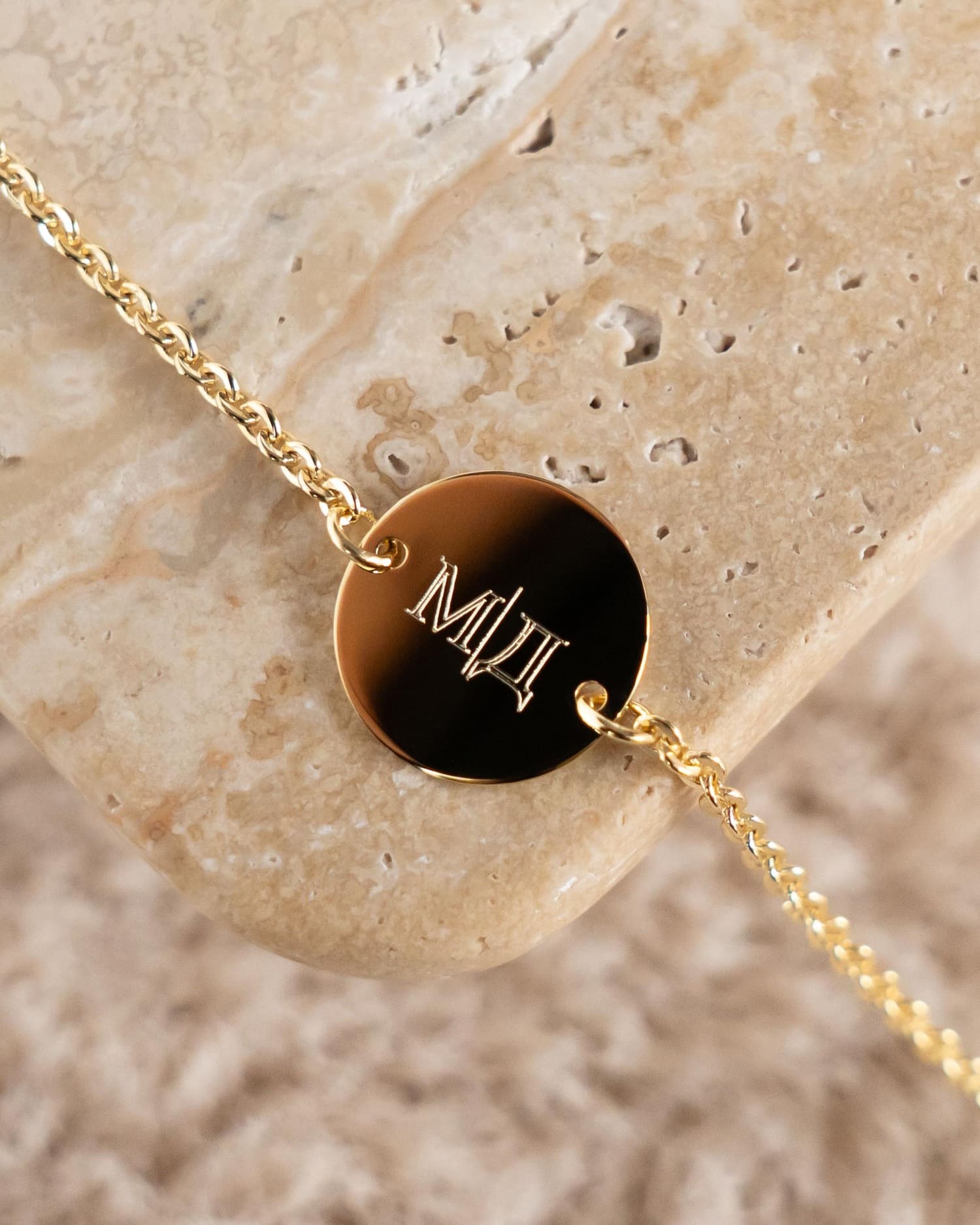 Initialen Gravurarmband Gravurplatte Rund