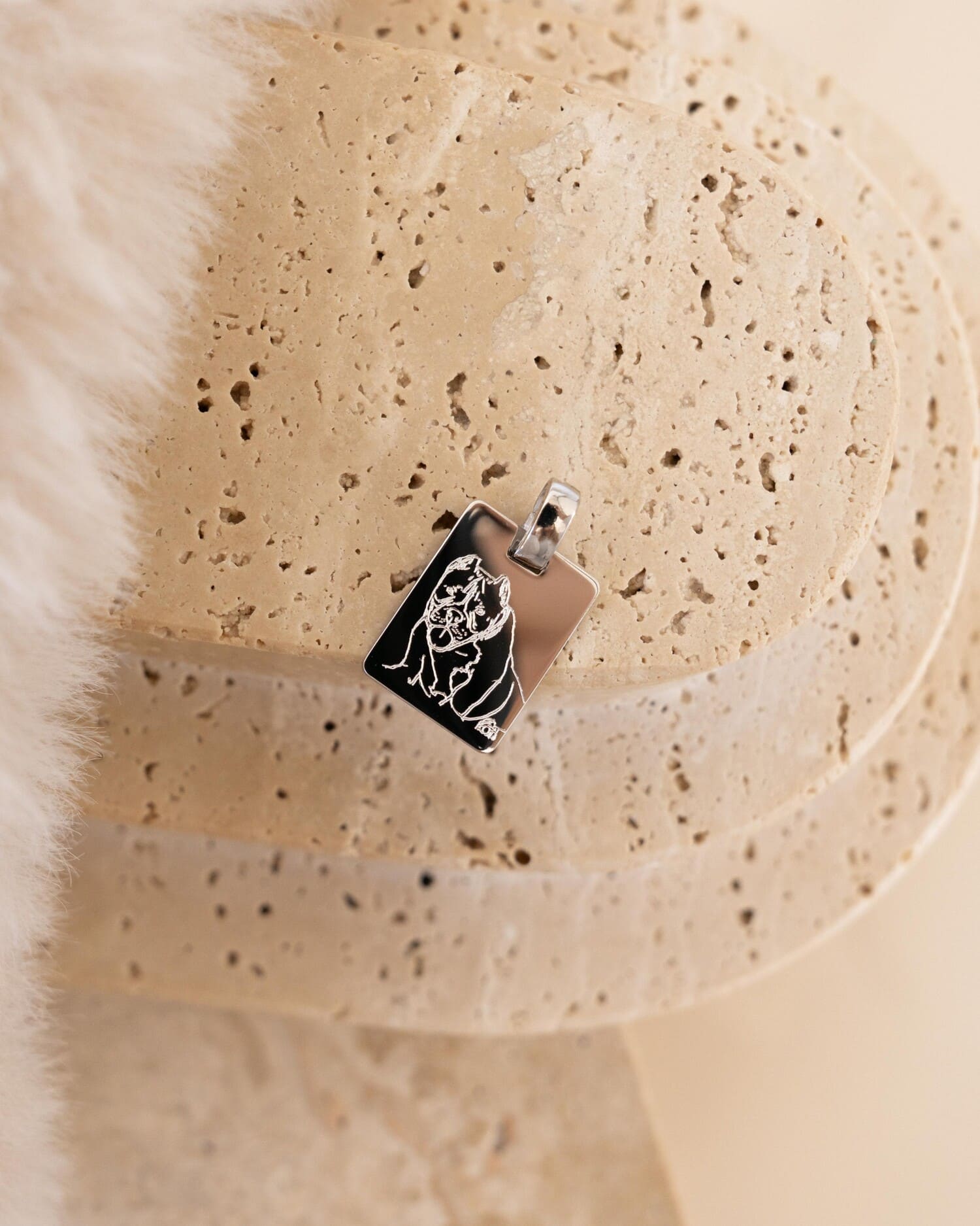 Image/graphic upload Engraving plate necklace pendant rectangle