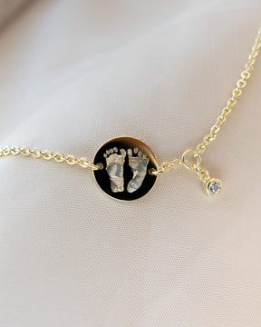 Gravurarmband Gravurplatte Rund Zirkonia