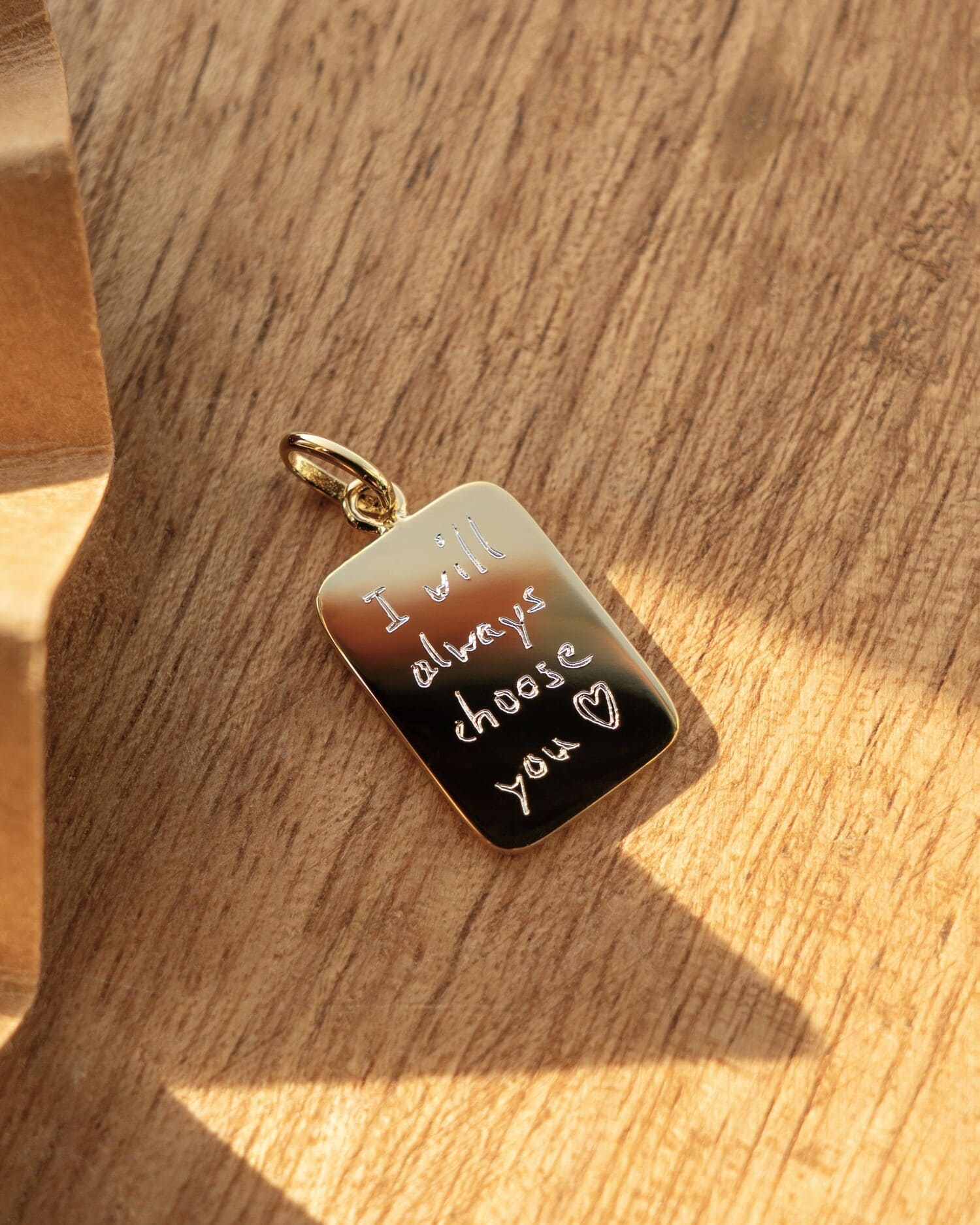 Handschrift geüpload gegraveerde platen ketting hanger vierkant