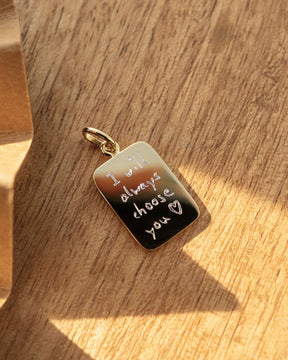 Handschrift geüpload gegraveerde platen ketting hanger vierkant