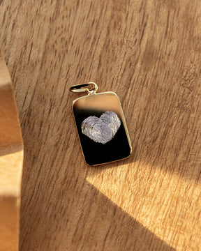 Fingerprint engraving plates necklace pendant square
