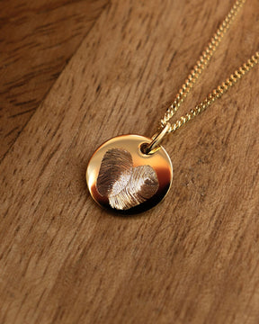 Fingerprint Engraved Plate Necklace Pendant Round 12mm