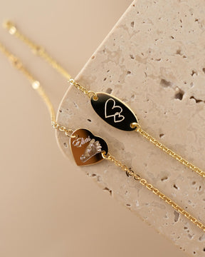 Voetafdruk graveren armband graveren plaat hart
