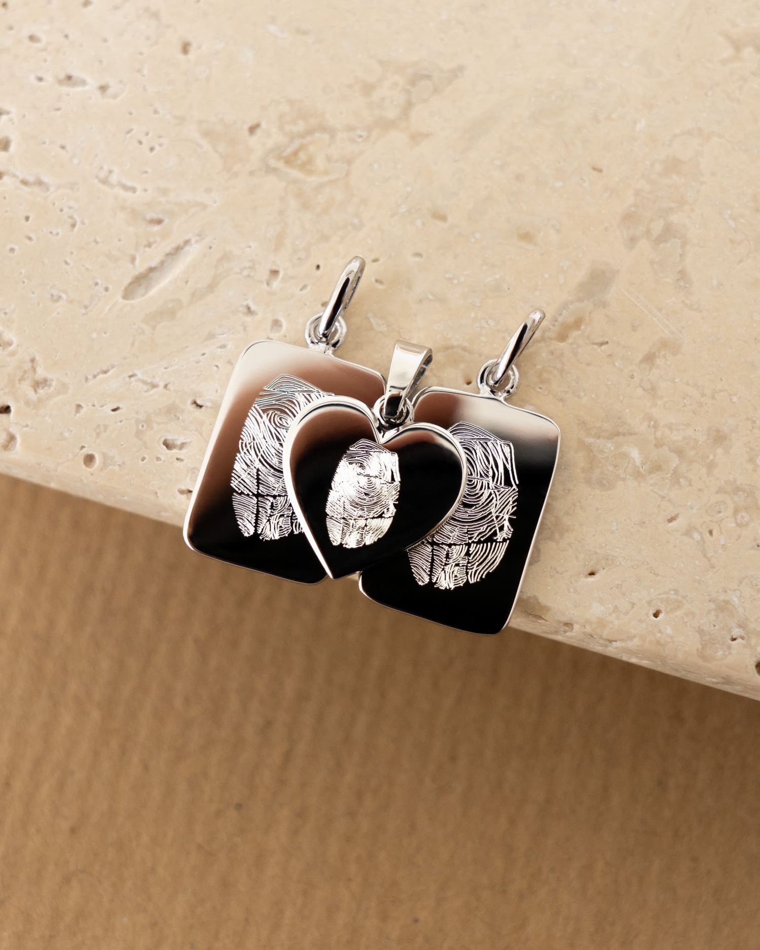 Engraved Plate Necklace Pendant Square