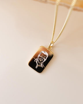 Engraving plates necklace pendant square