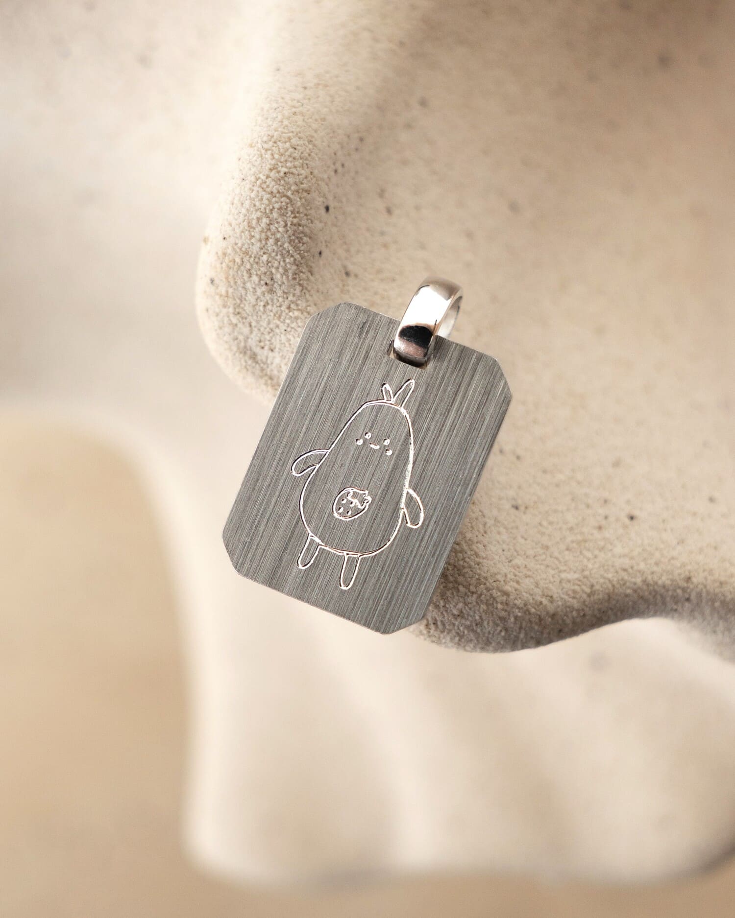 Engraved Plate Necklace Pendant Octagon