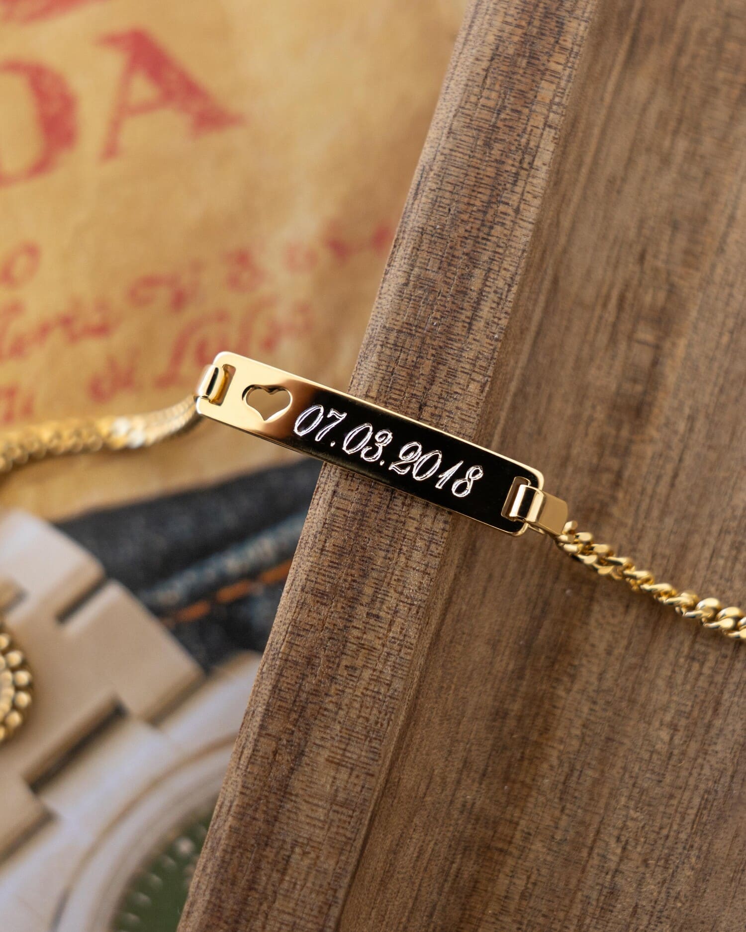 Gegraveerde armband, graveerplaatje, hart