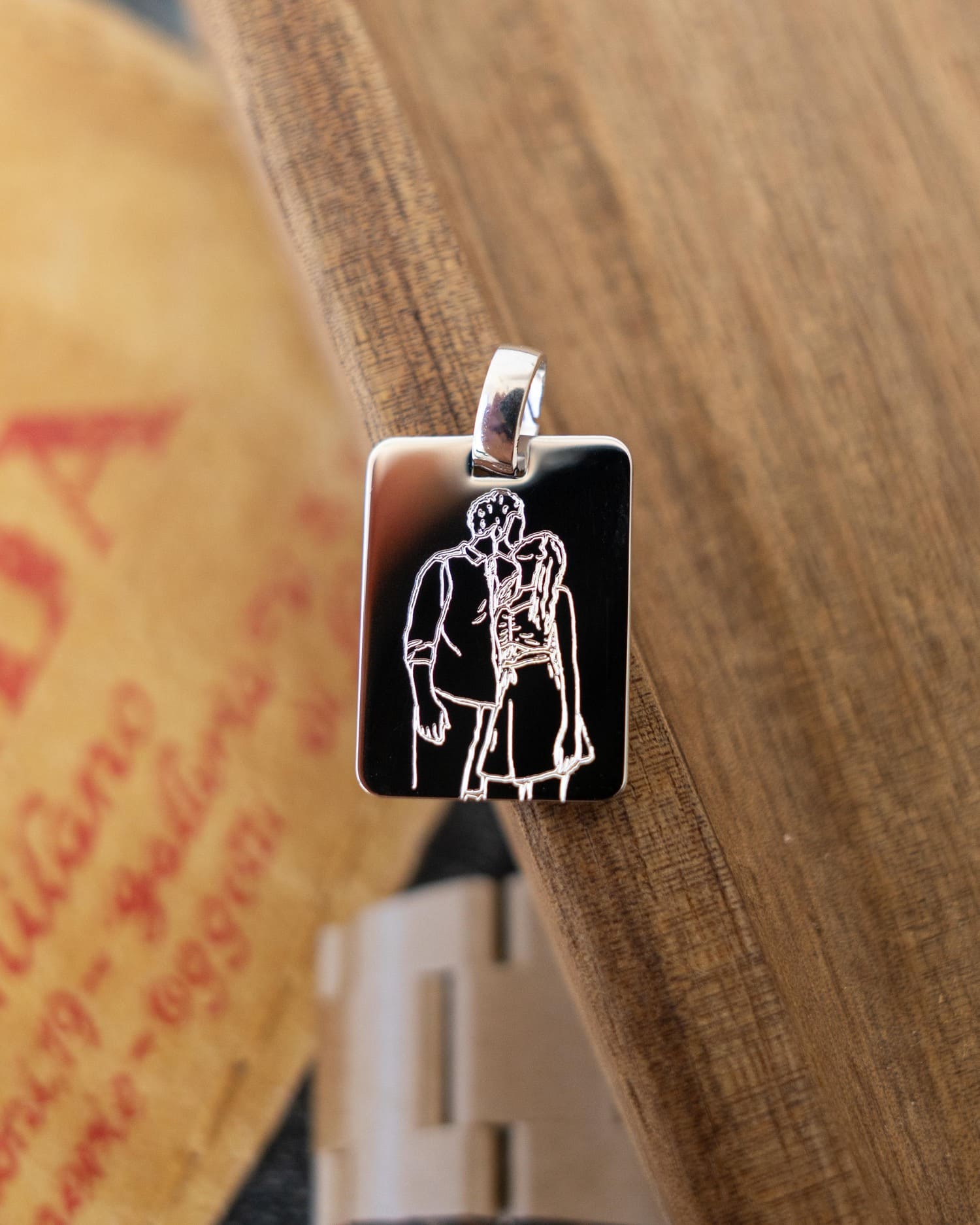 Image/graphic upload Engraving plate necklace pendant rectangle
