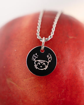 Own drawing engraving plate necklace pendant round 12mm