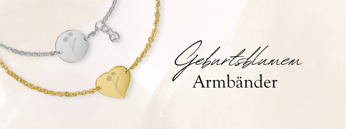 Gravurarmbänder Damen – Geburtsblume - 333/585 Gold