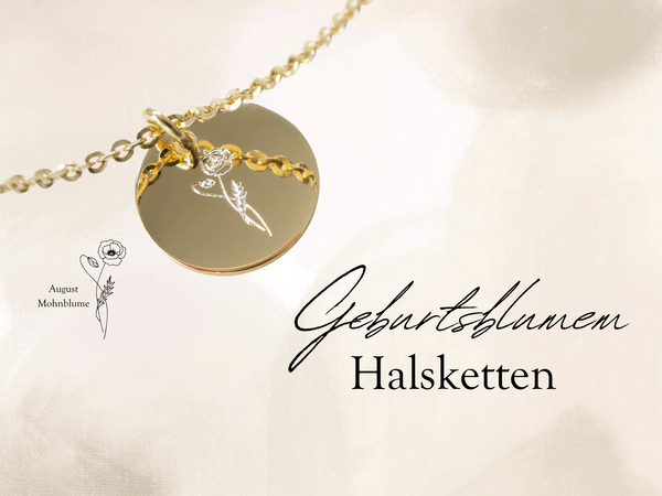 Jewelry with birth flower engraving