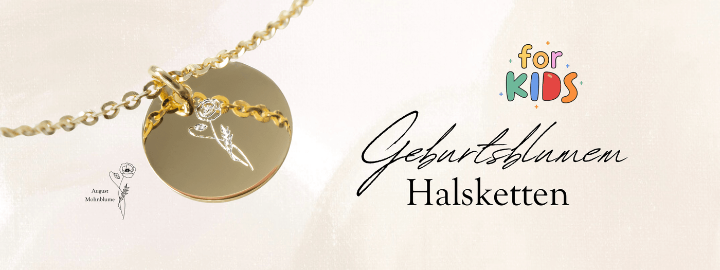 Engraved necklaces for children/babies - birth flower - 333/585 gold