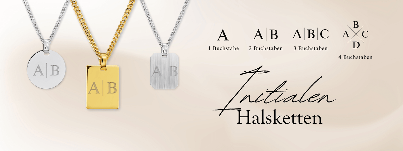 Engraved necklaces for men - Initials - 925 silver rhodium plated