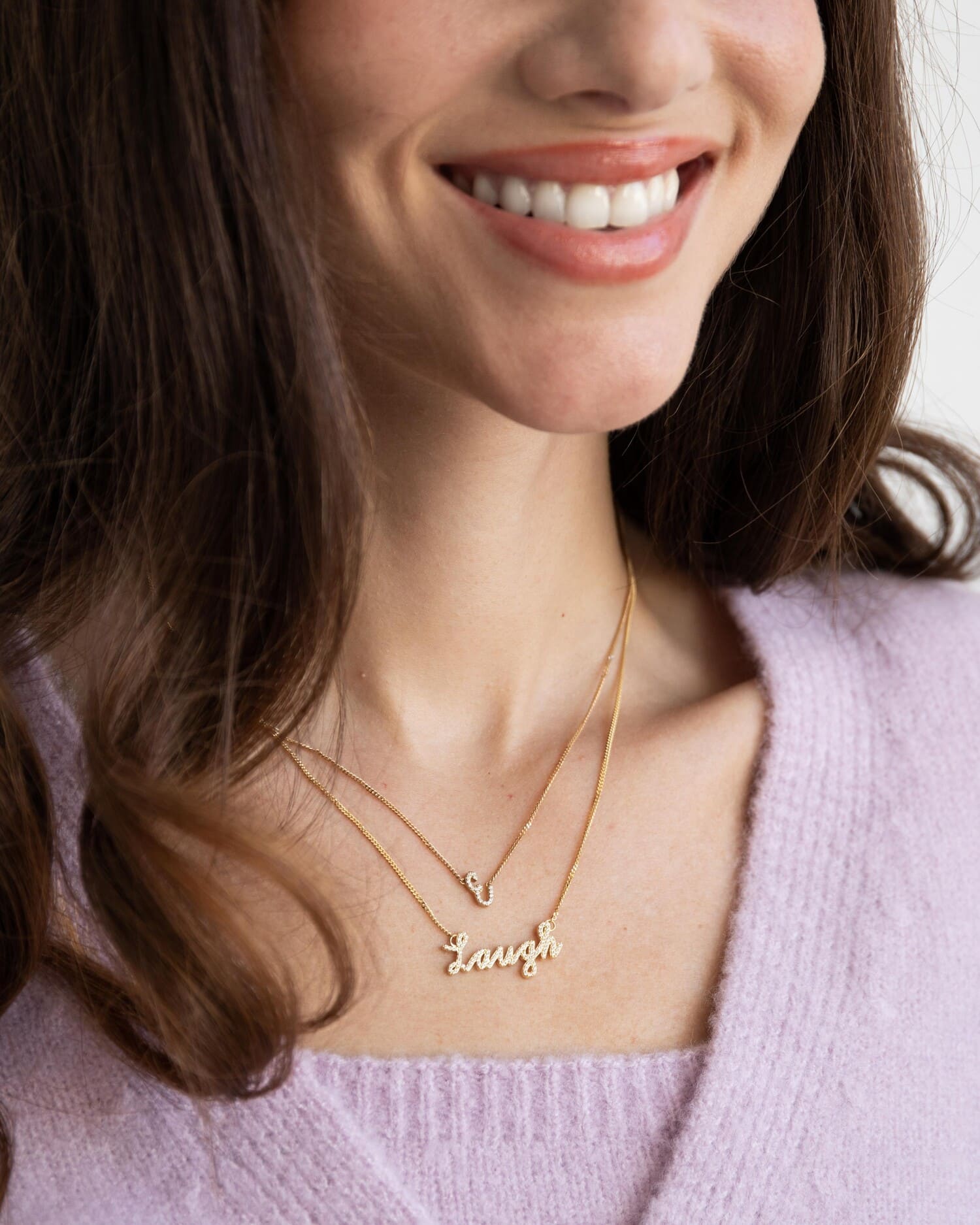 Letter necklace with zirconia