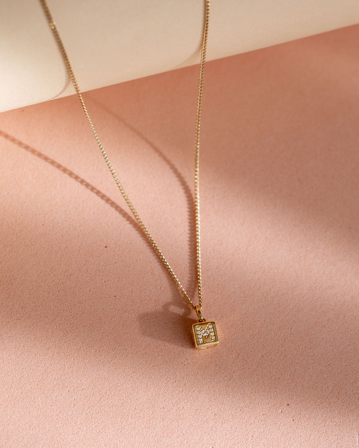 Cube Letter Necklace with Zirconia