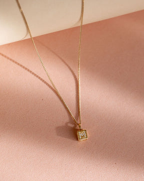Cube Letter Necklace with Zirconia