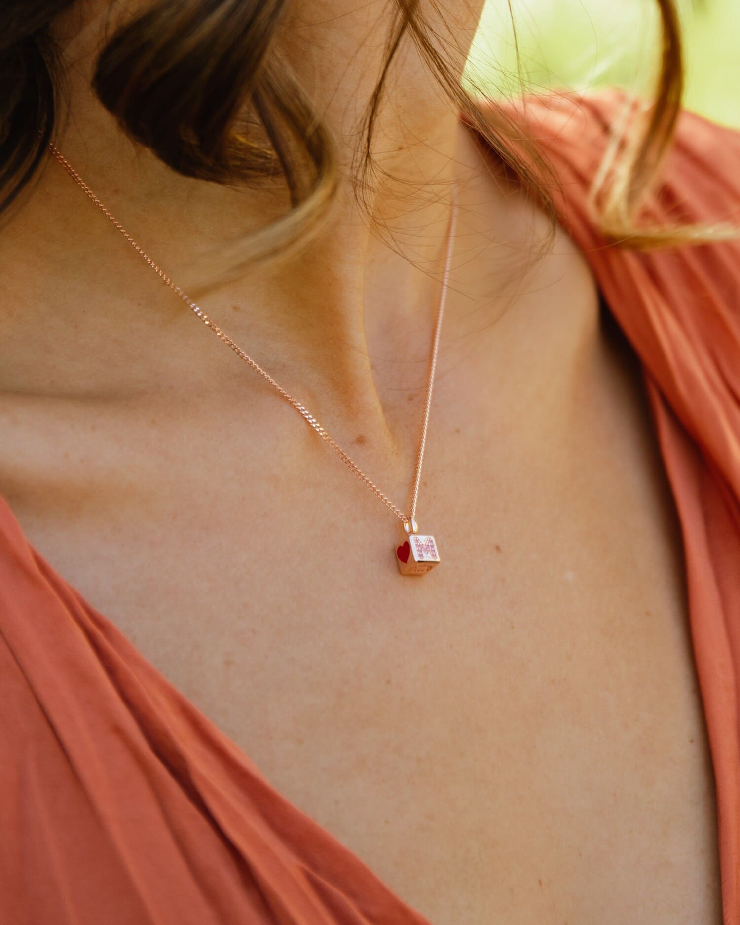 Cube Letter Necklace with Zirconia