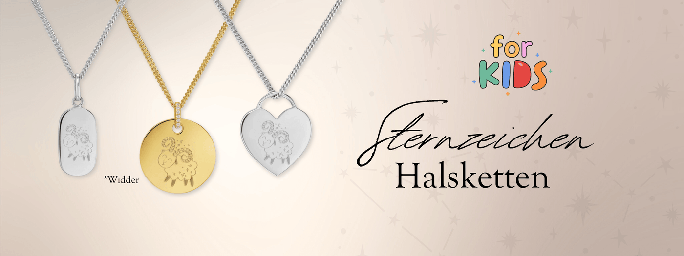 Engraved necklaces for children/babies - Zodiac signs - 925 sterling silver, rhodium-plated