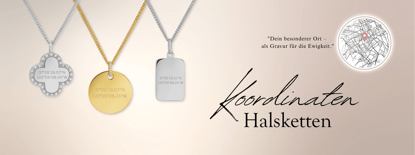 Engraved necklaces for women - Coordinates - 333/585 gold