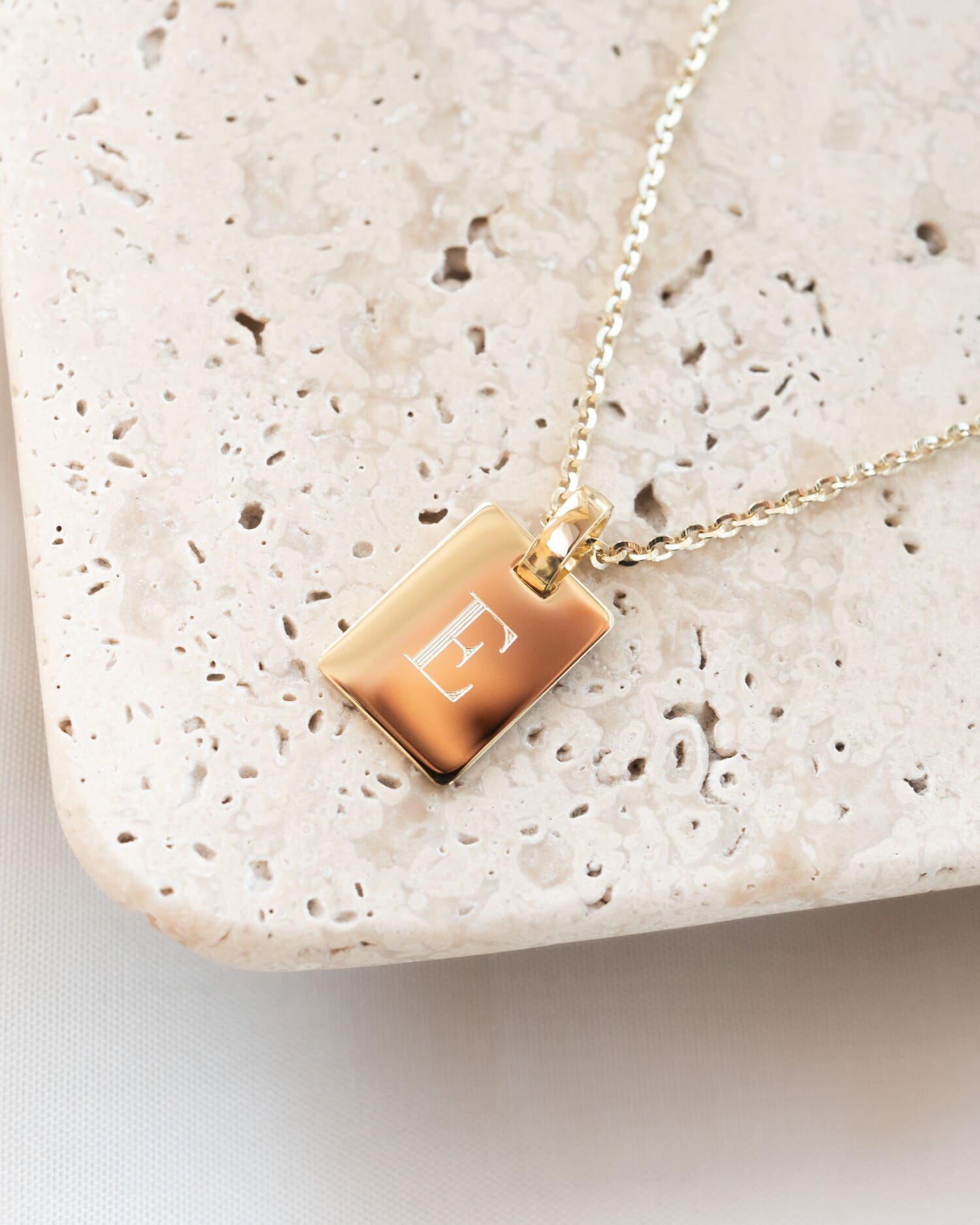 Engraved Plate Necklace Pendant Square