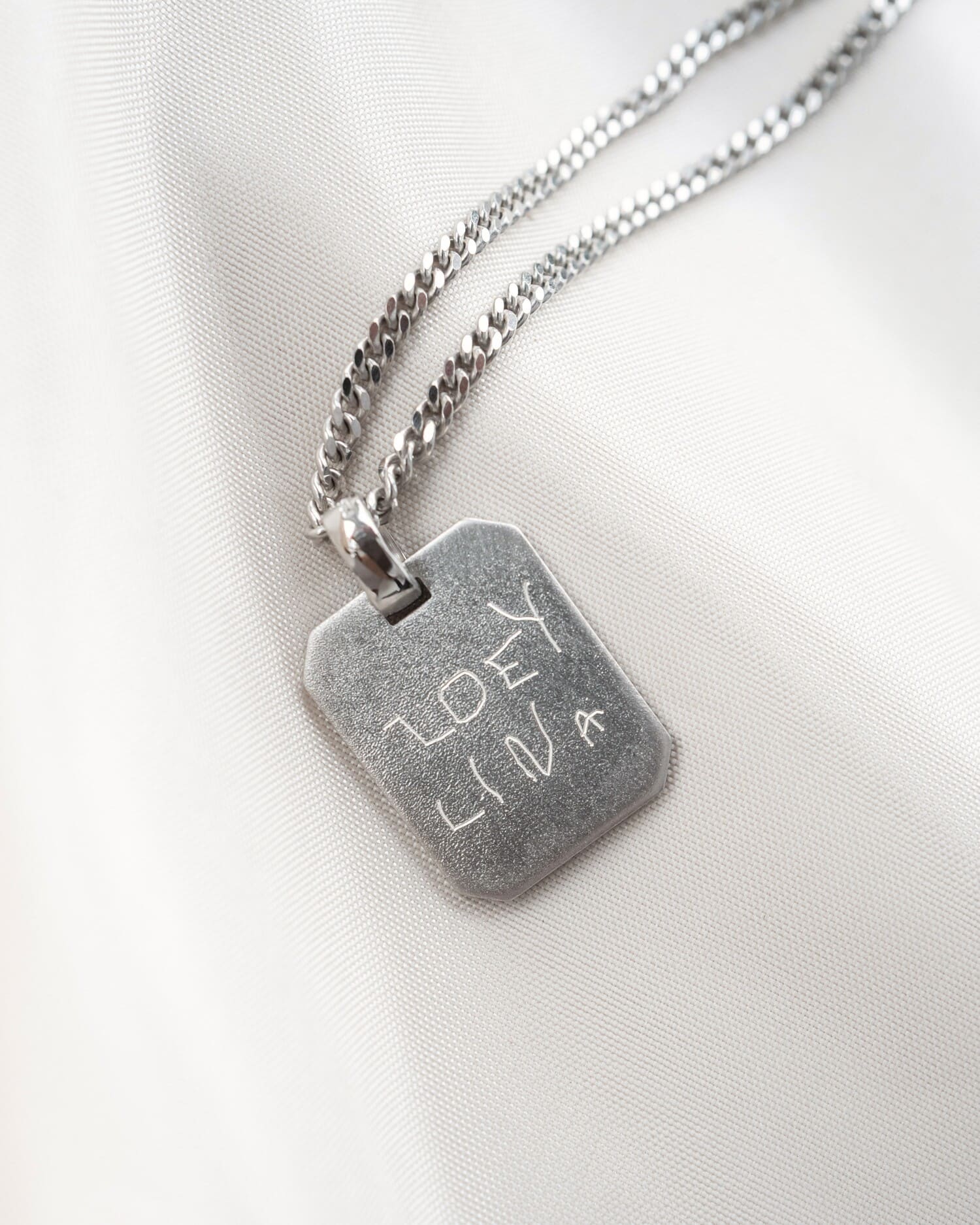 Handschrift Upload Gravurplatten Halskette Anhänger Oktagon