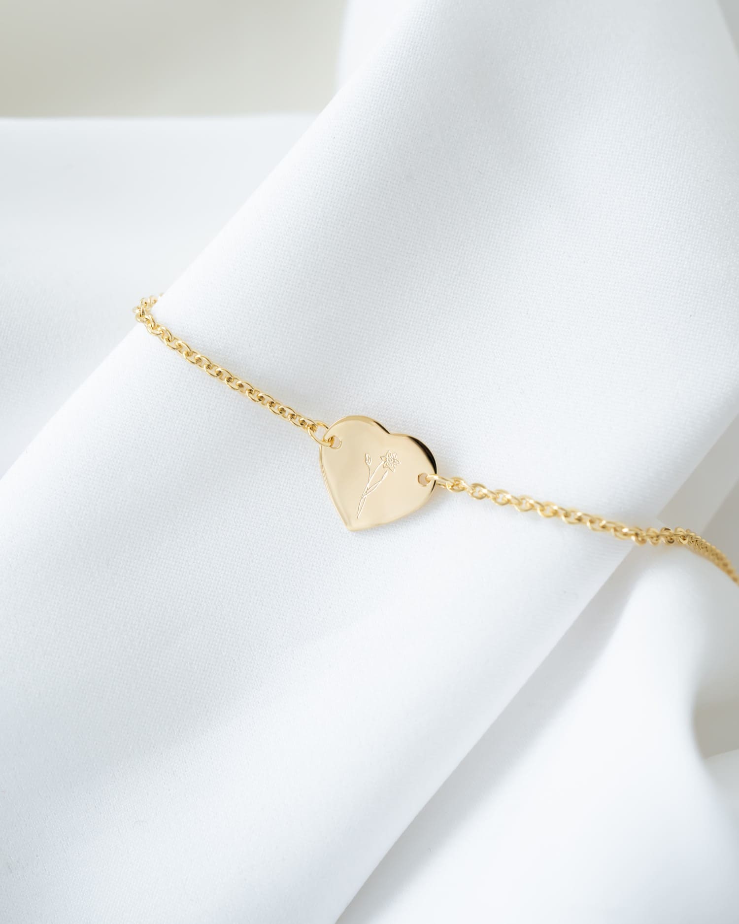 Geburtsblume Gravurarmband Gravurplatte Herz