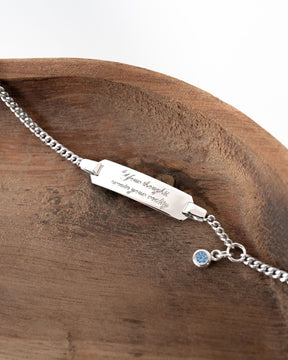 Gravurarmband Gravurplatte Zirkonia Blau