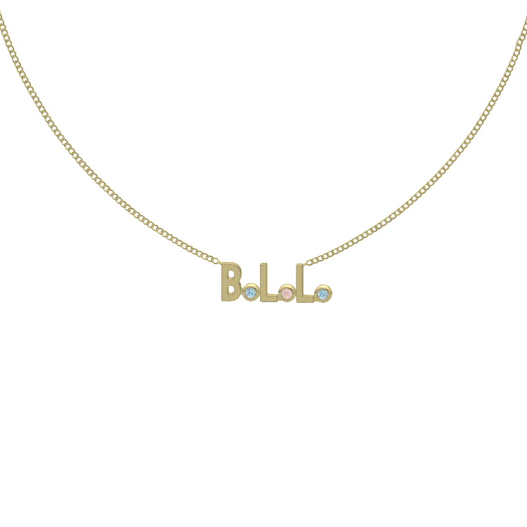Naamketting met letters en geboortesteen