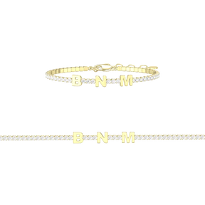 Tennis Bracelet with Birthstone and Initials