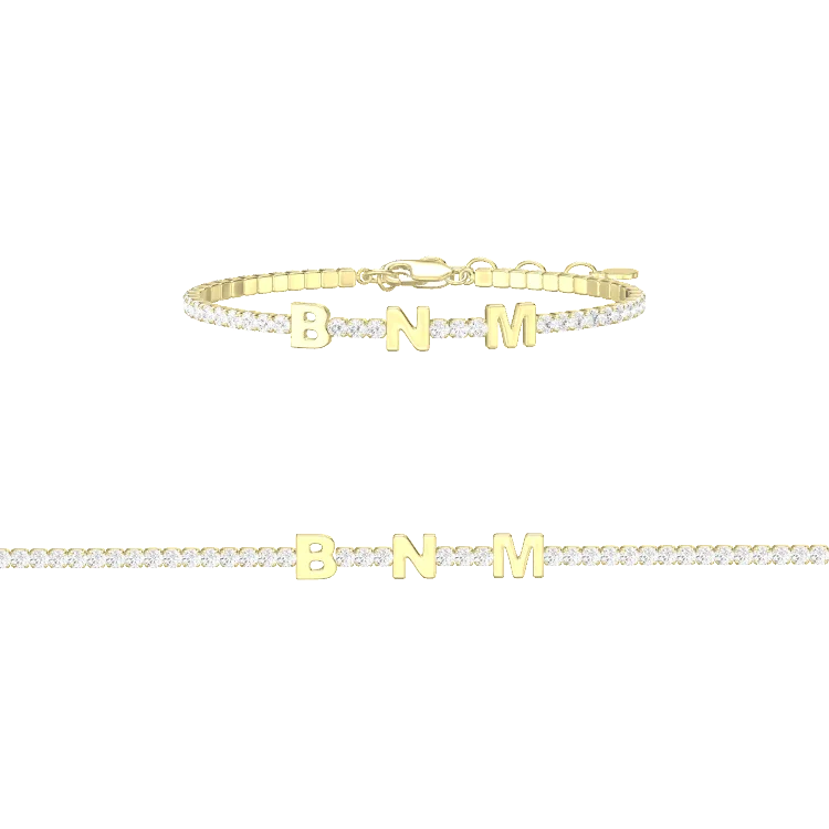 Tennis Bracelet with Birthstone and Initials