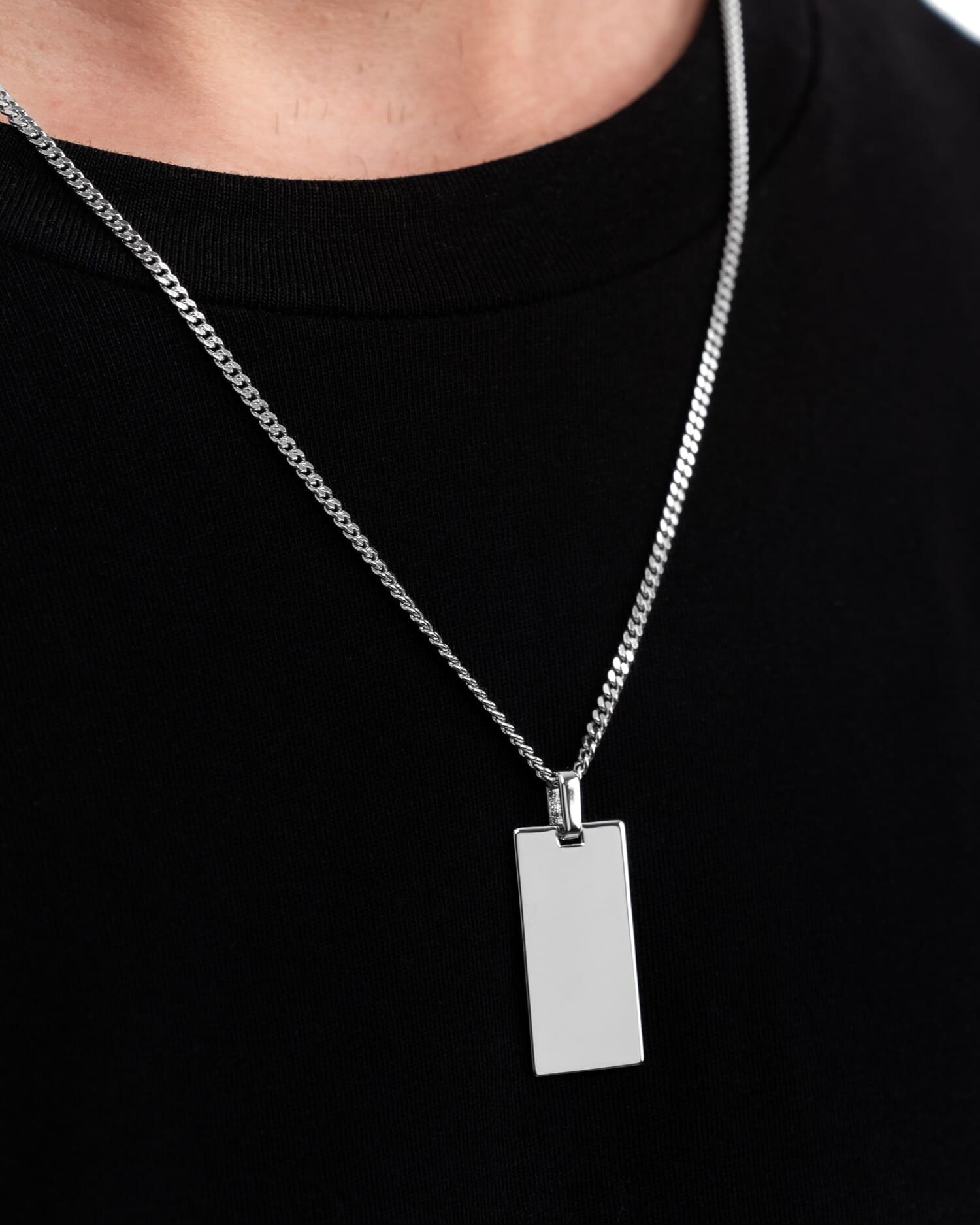Initials engraving plates necklace pendant rectangle