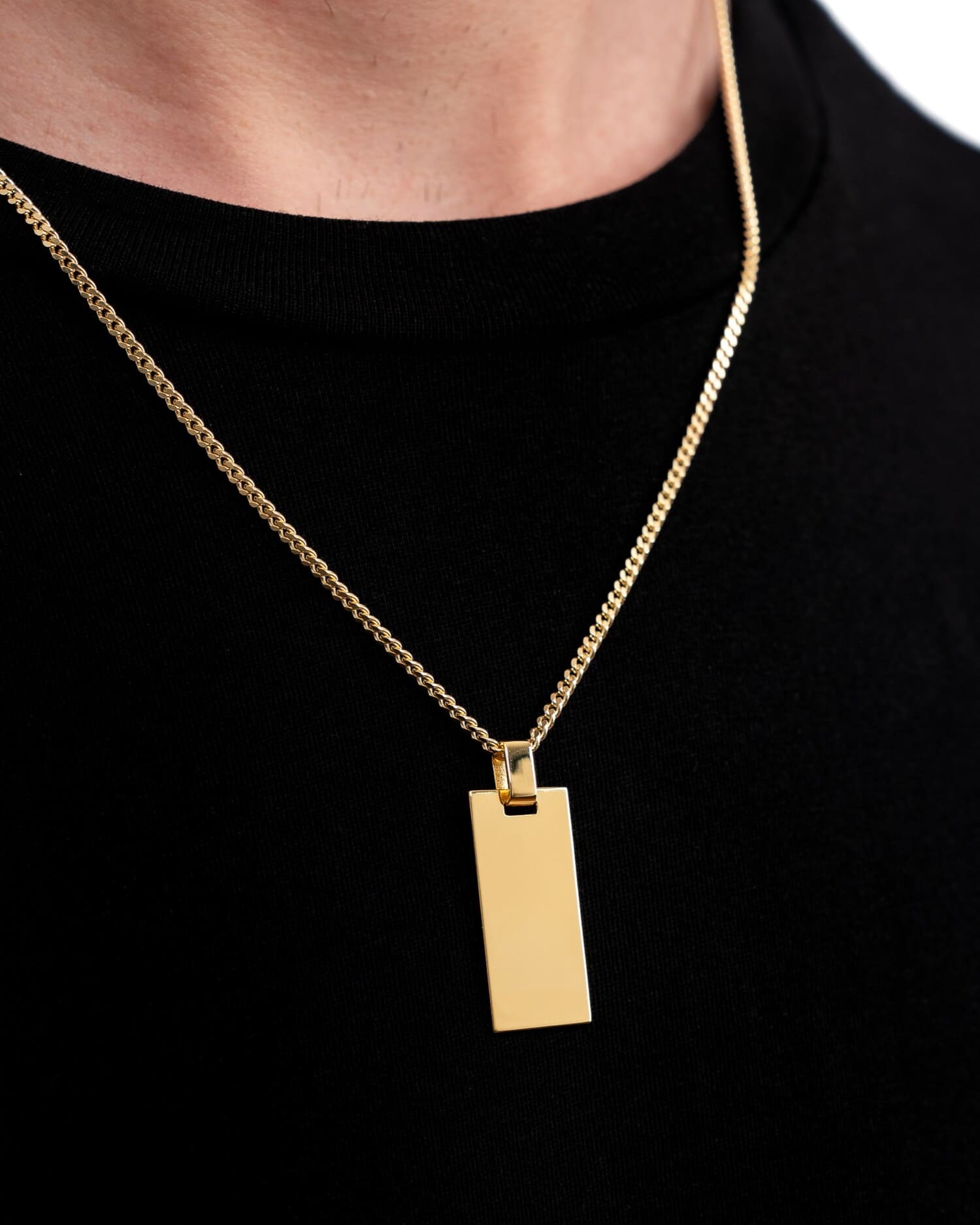 Fingerprint engraving plates necklace pendant rectangle