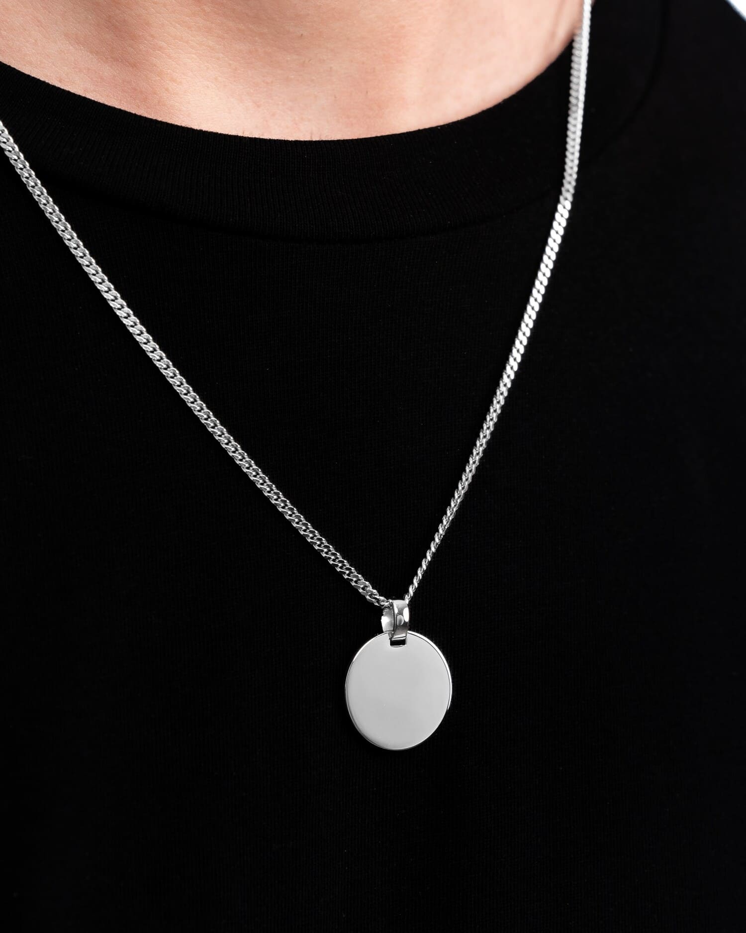Handwriting Upload Engraving Plates Necklace Pendant Round Polished