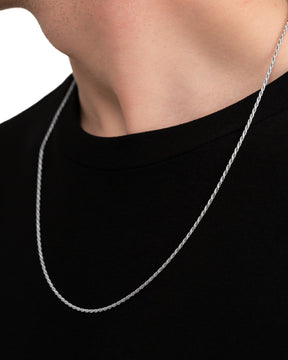 Cord necklace 925 silver rhodium-plated 2.00mm