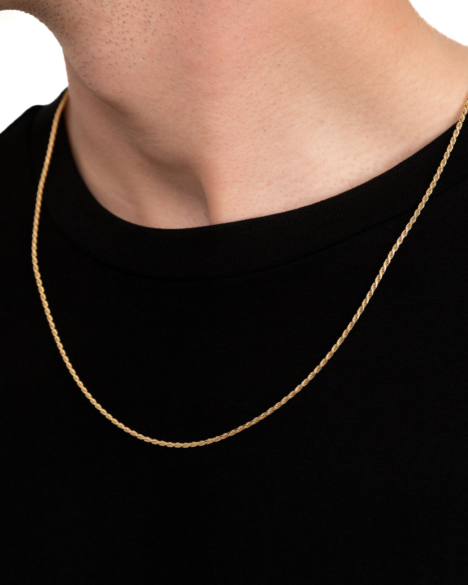 Cord necklace 925 silver 18 carat gold-plated 2.00mm