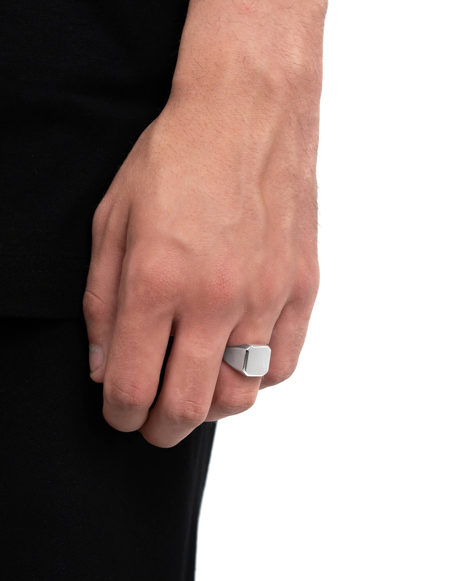 Signet ring octagon brushed