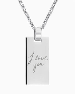 Handwriting upload engraving plates necklace pendant rectangle