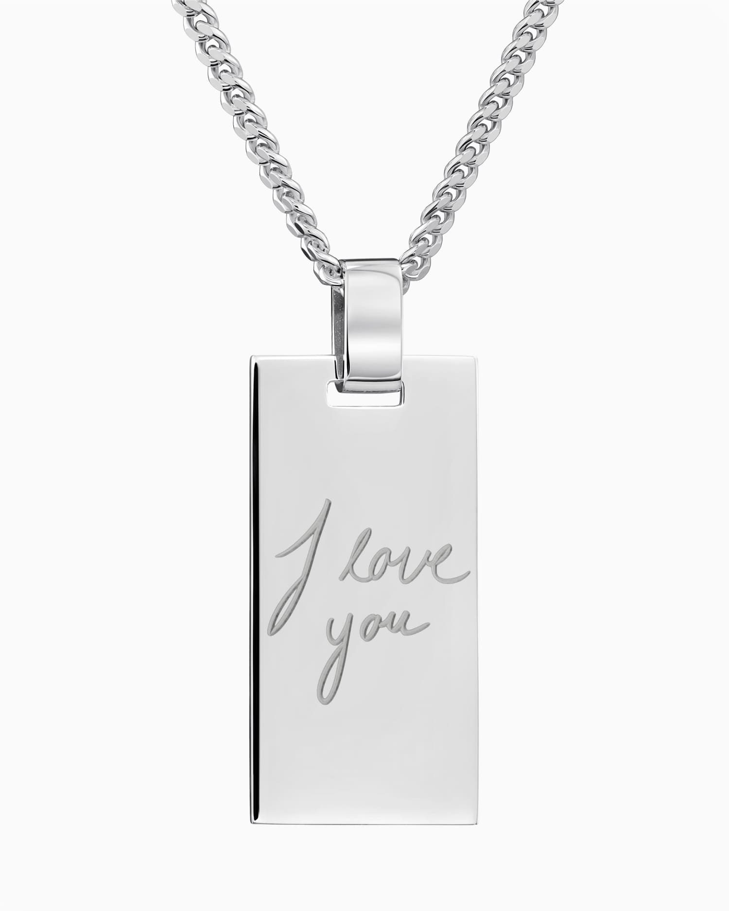 Handwriting upload engraving plates necklace pendant rectangle