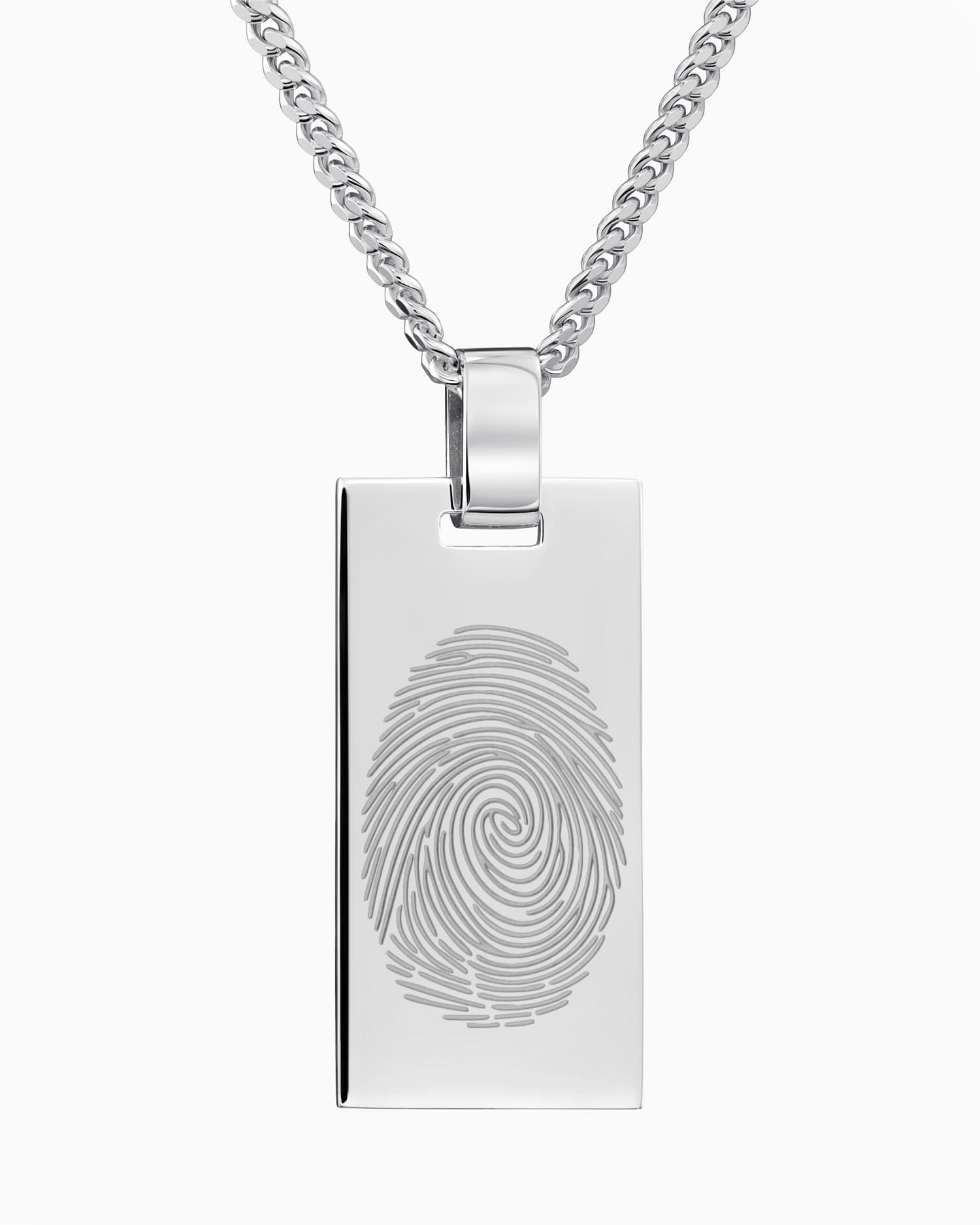 Fingerprint engraving plates necklace pendant rectangle