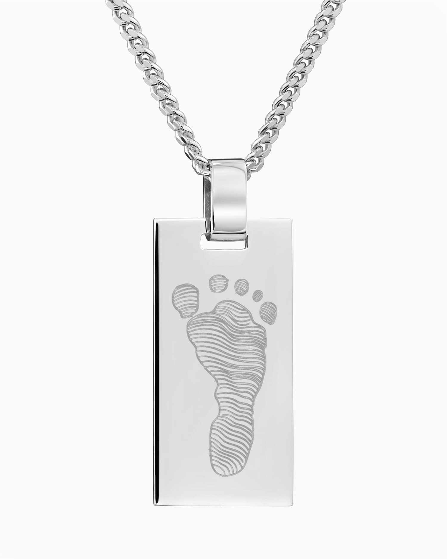 Footprint engraving plates necklace pendant rectangle