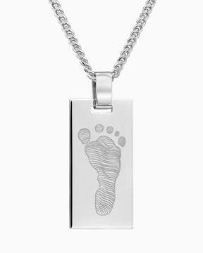Footprint engraving plates necklace pendant rectangle