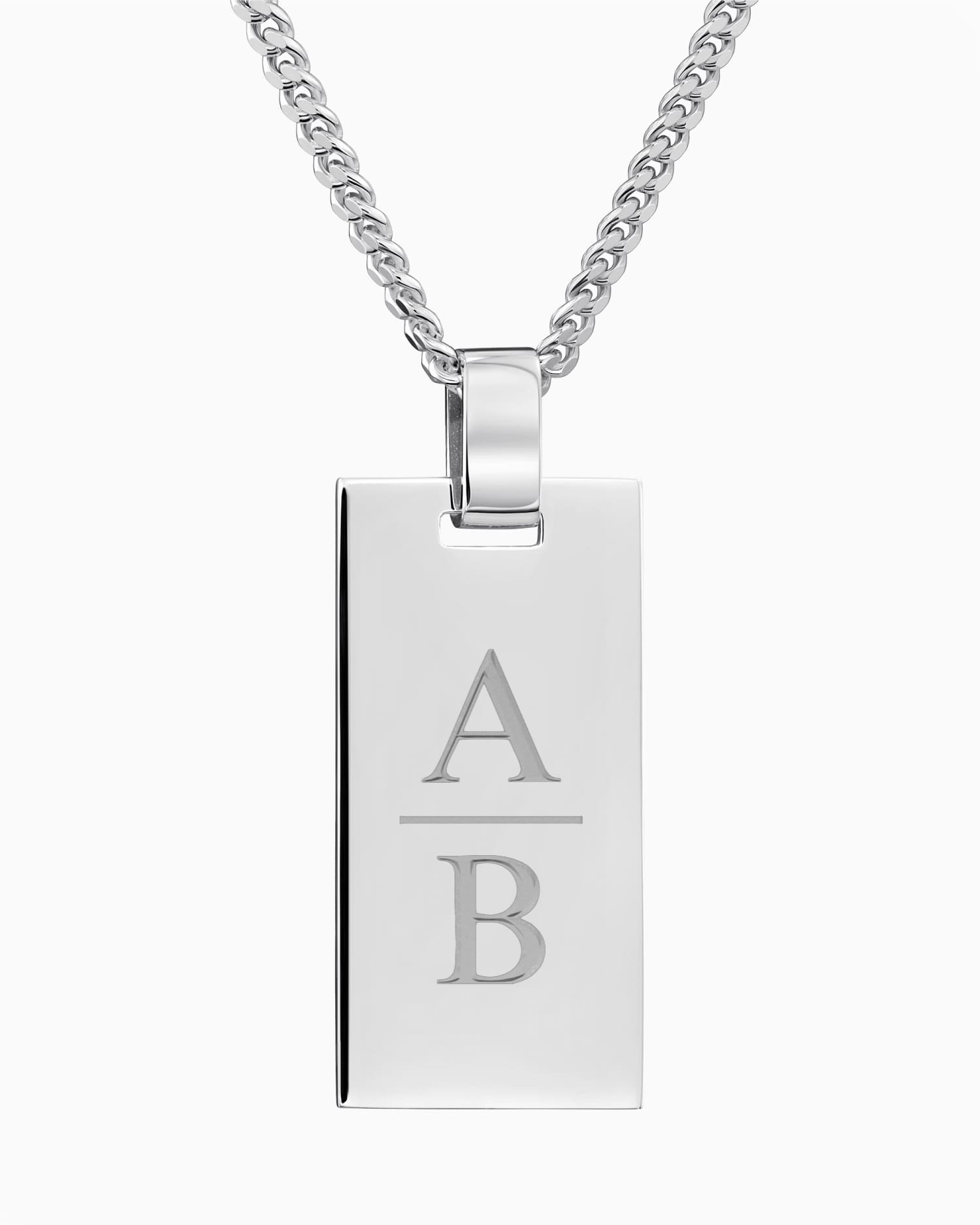 Initials engraving plates necklace pendant rectangle