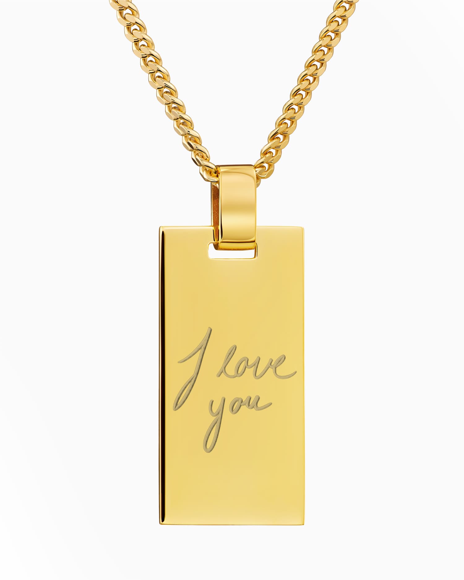 Handwriting upload engraving plates necklace pendant rectangle