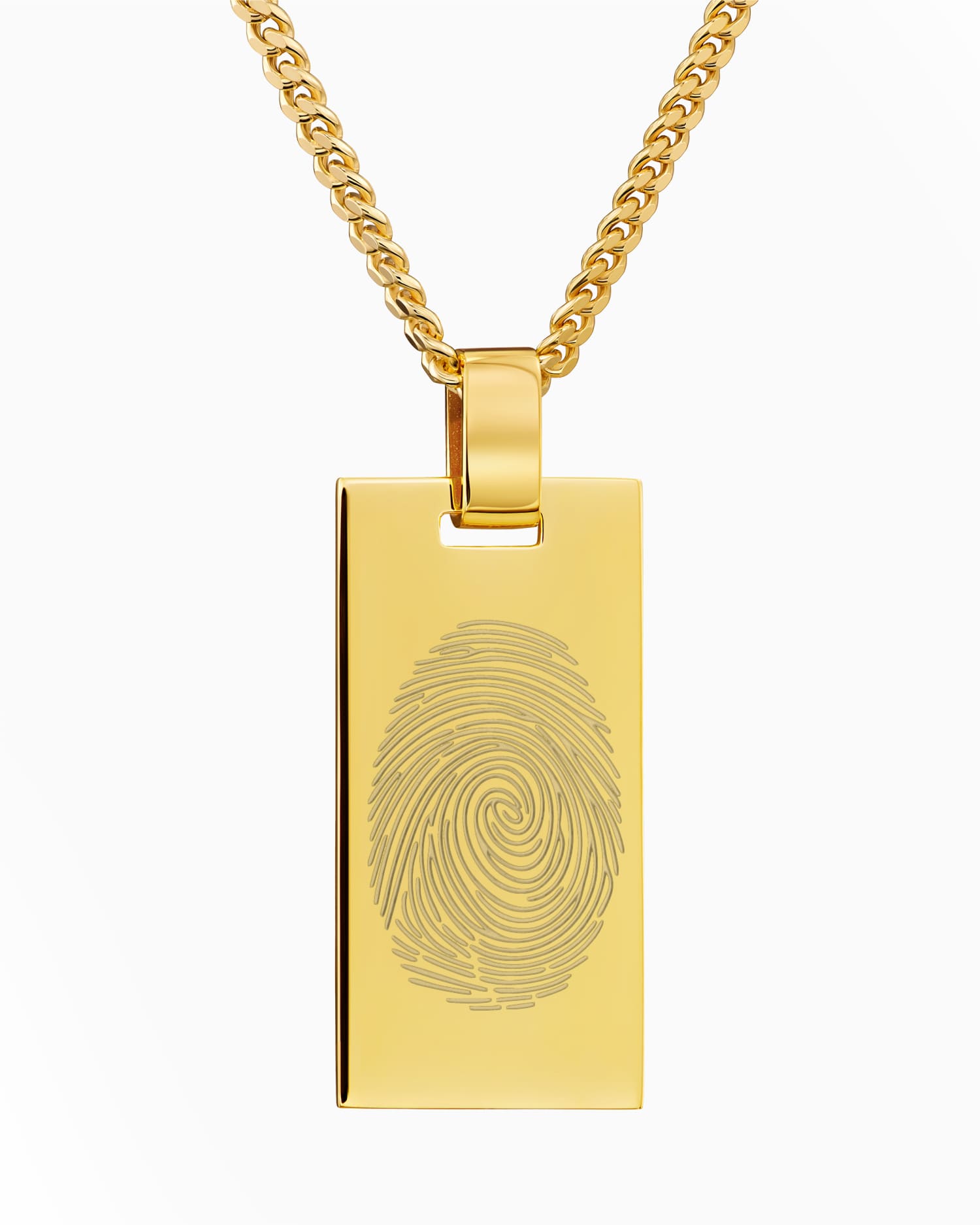 Fingerprint engraving plates necklace pendant rectangle