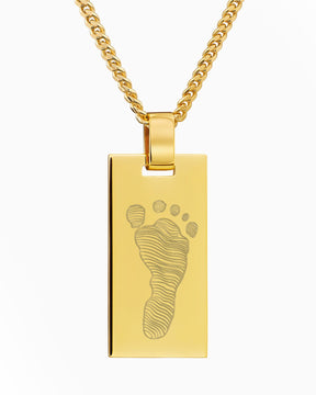 Footprint engraving plates necklace pendant rectangle