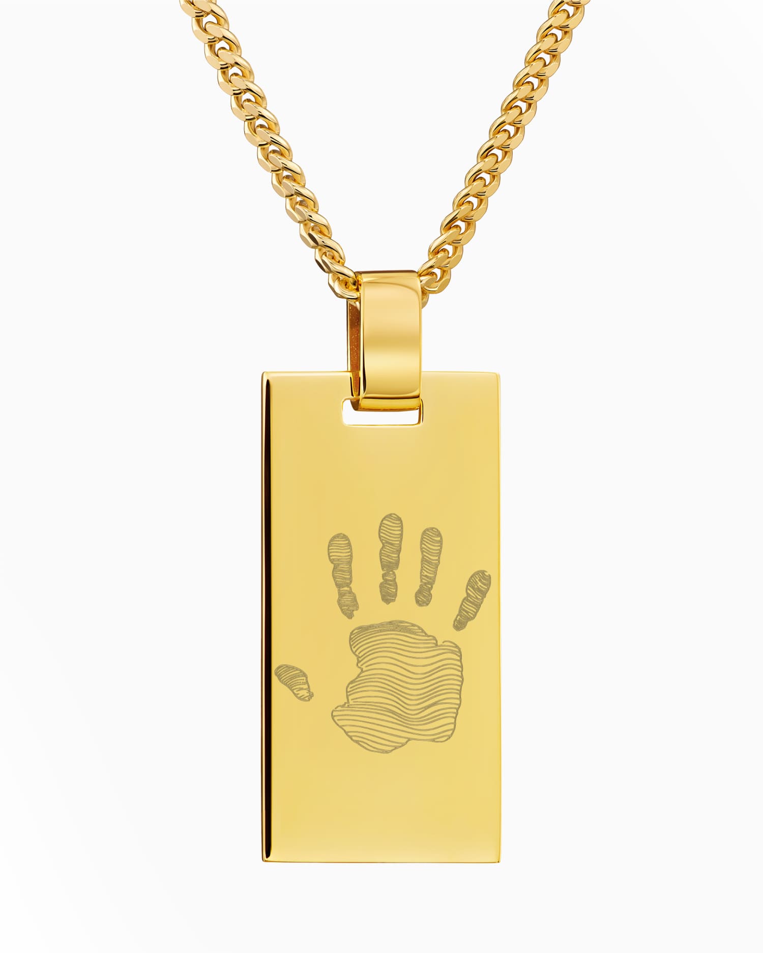 Handprint engraving plates necklace pendant rectangle