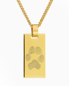 Paw print engraving plates necklace pendant rectangle