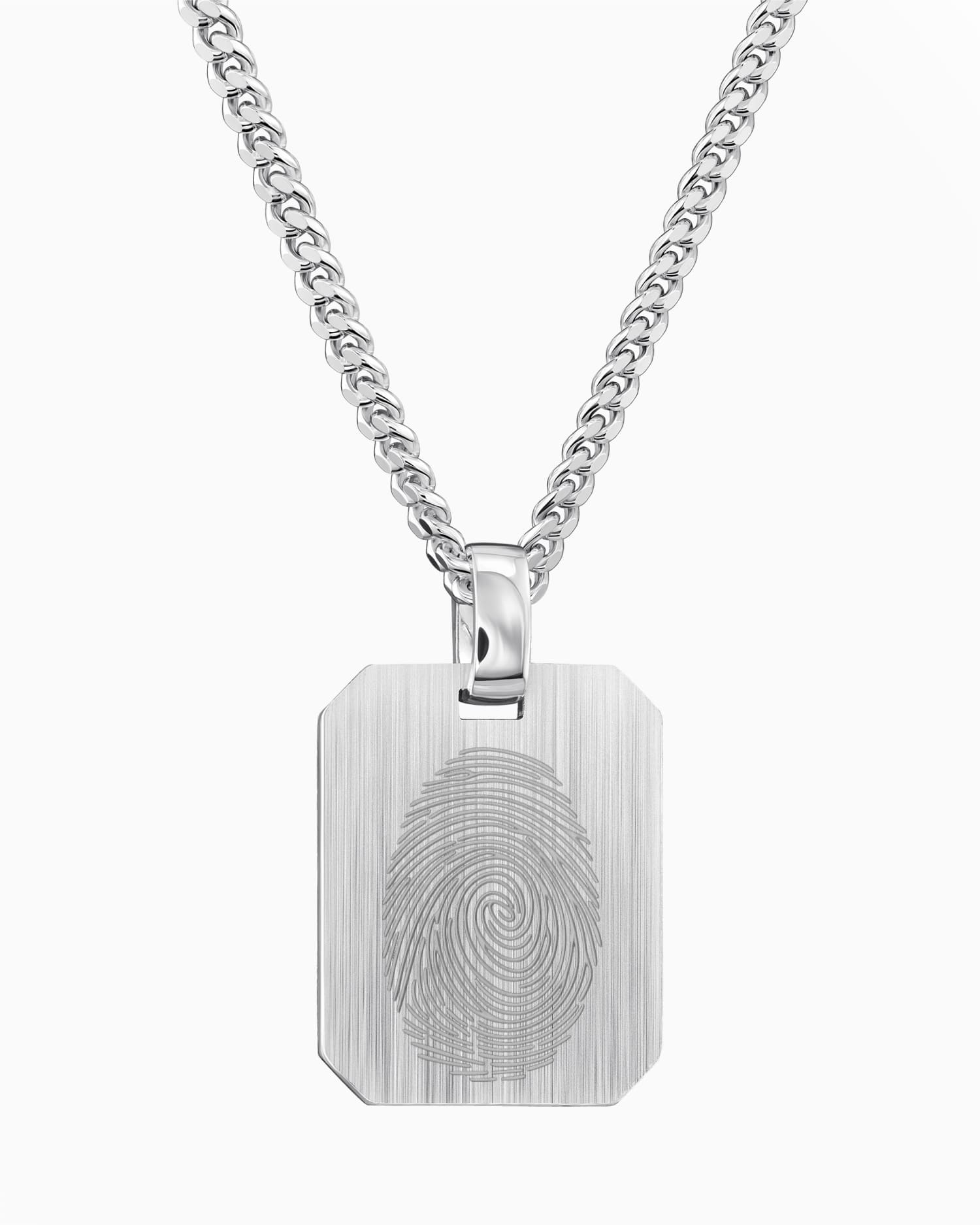 Fingerprint engraving plates necklace pendant octagon